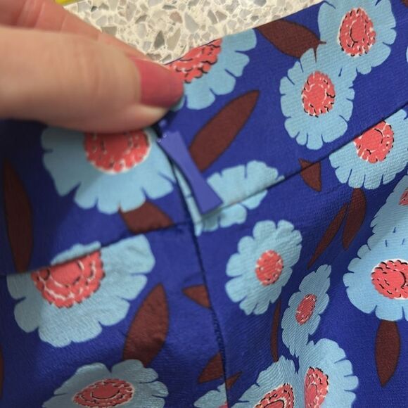 Kate Spade Skirt the Rules blue floral mini skirt 100% silk 2 - Picture 7 of 8